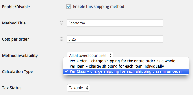 WooCommerce Flat Rate by Shipping Class