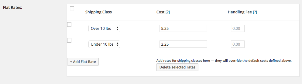 WooCommerce Flat Rates By Shipping Class